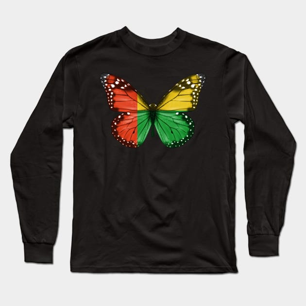 Bissau Guinean Flag  Butterfly - Gift for Bissau Guinean From Guinea Bissau Long Sleeve T-Shirt by Country Flags